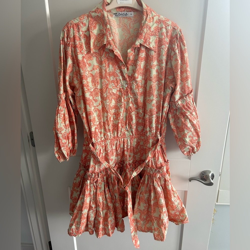 Lusana Lucia Dress – Bohemian Paisley Midi with V-Neck - Picture 4 of 6